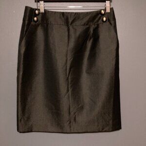 Antonio Milani Womens Size 10 Shimmer Black Pencil Gold Buttons Business Casual